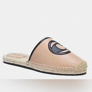 COACH Channing Espadrille Mule in Beechwood Leather. Size 7.5